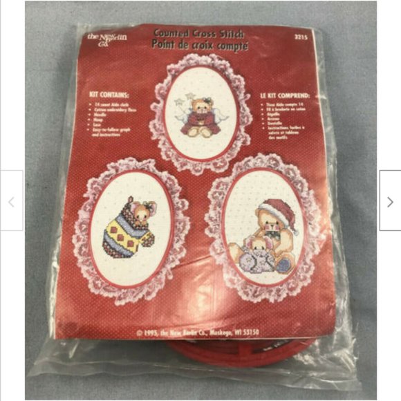 Christmas Teddy Counted Cross Stitch Kit New Berlin Co #3215 3 Mini Designs 1995 - Picture 1 of 3